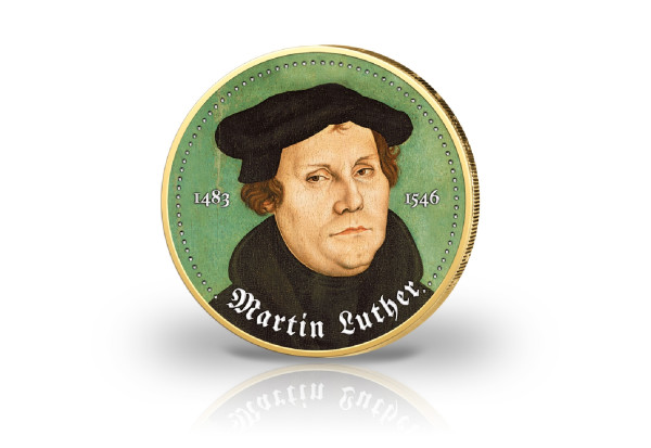 2 Euro vergoldet Martin Luther mit Farbmotiv