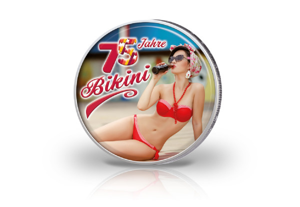 2 Euro mit Farbmotiv 75 Jahre Bikini