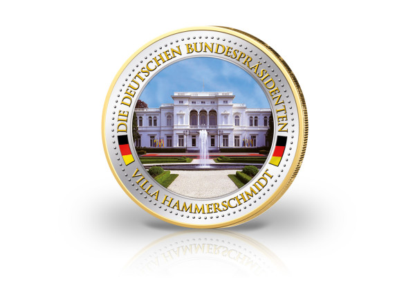 2 Euro vergoldet Deutsche Bundespräsidenten Villa Hammerschmidt mit Farbmotiv