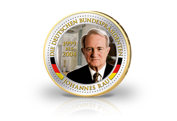 2 Euro vergoldet Deutsche Bundespräsidenten Johannes Rau mit Farbmotiv
