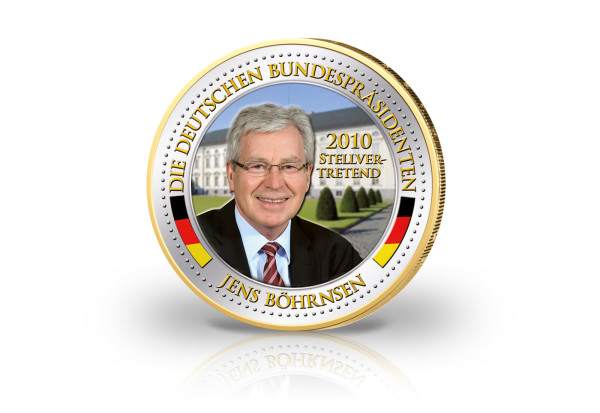 2 Euro vergoldet Deutsche Bundespräsidenten Jens Böhrnsen mit Farbmotiv