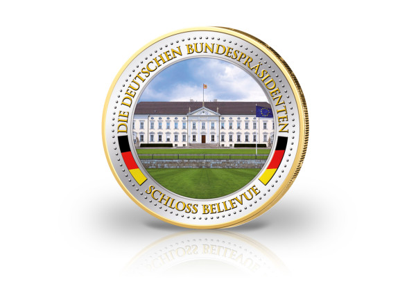 2 Euro vergoldet Deutsche Bundespräsidenten Schloss Bellevue mit Farbmotiv
