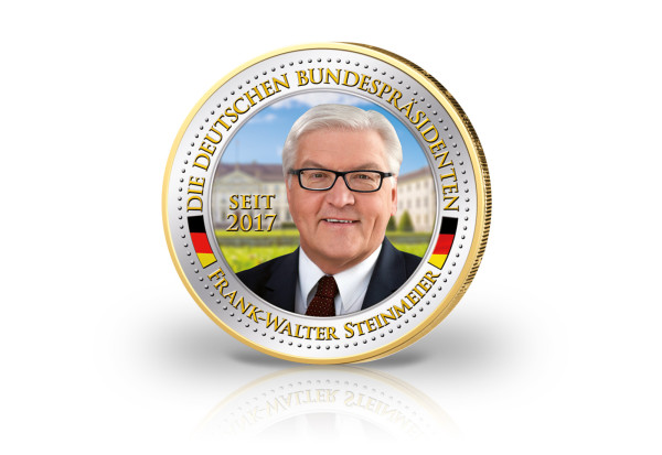 2 Euro vergoldet Deutsche Bundespräsidenten Frank Walter Steinmeier mit Farbmotiv