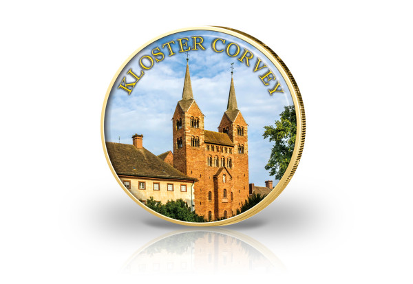 2 Euro mit Farbmotiv und 24 Karat Goldauflage 1200 Jahre Kloster Corvey