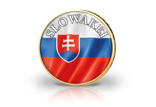 2 Euro vergoldet Slowakei Flagge mit Farbmotiv