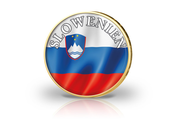 2 Euro vergoldet Slowenien Flagge mit Farbmotiv