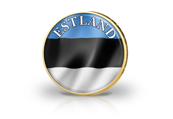 2 Euro vergoldet Estland Flagge mit Farbmotiv