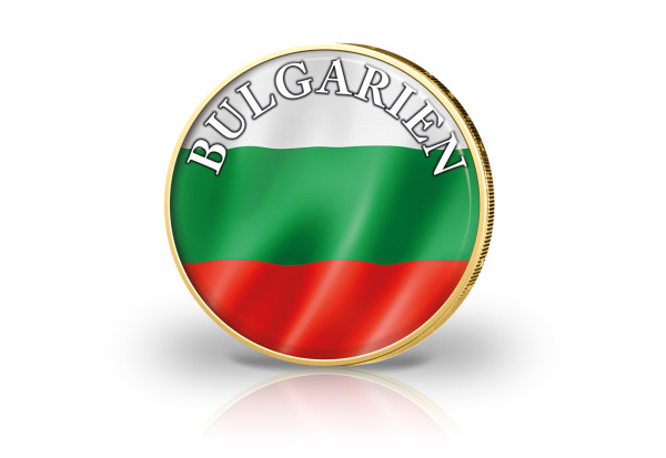 2 Euro vergoldet Bulgarien Flagge mit Farbmotiv