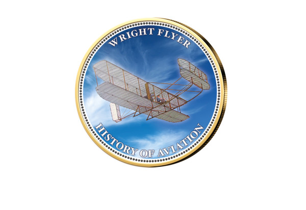 2 Euro vergoldet mit Farbmotiv Wright Flyer