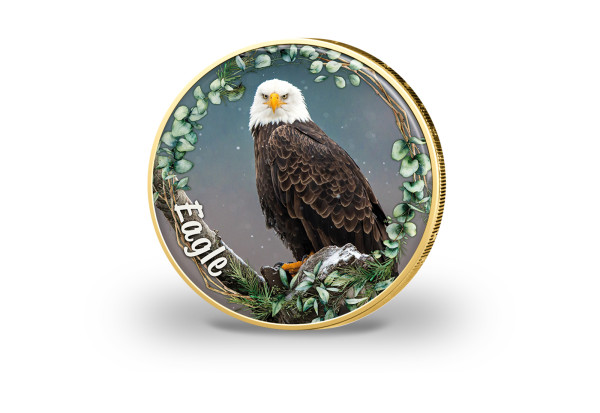 2 Euro vergoldet Eagle mit Farbmotiv