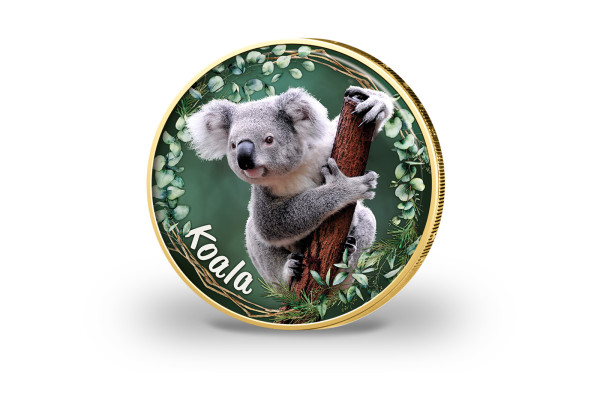 2 Euro vergoldet Koala mit Farbmotiv