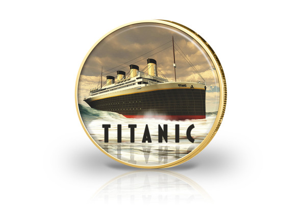 2 Euro vergoldet mit Farbmotiv Titanic