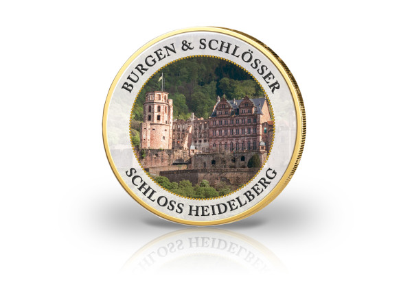 2 Euro Burgen und Schlösser Schloss Heidelberg mit 24 Karat Goldauflage und Farbapplikation