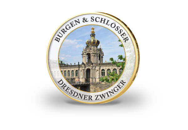 2 Euro vergoldet Burgen und Schlösser - Dresdner Zwinger mit Farbmotiv
