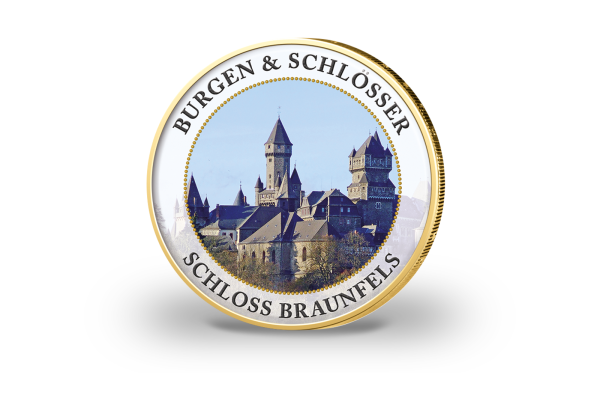 2 Euro vergoldet Burgen und Schlösser - Braunfels mit Farbmotiv