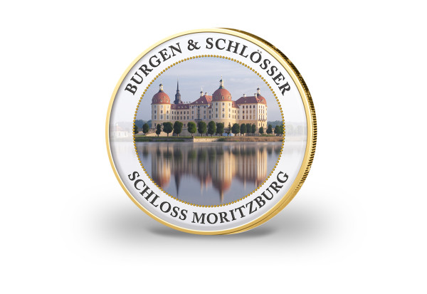 2 Euro vergoldet Burgen und Schlösser - Moritzburg mit Farbmotiv