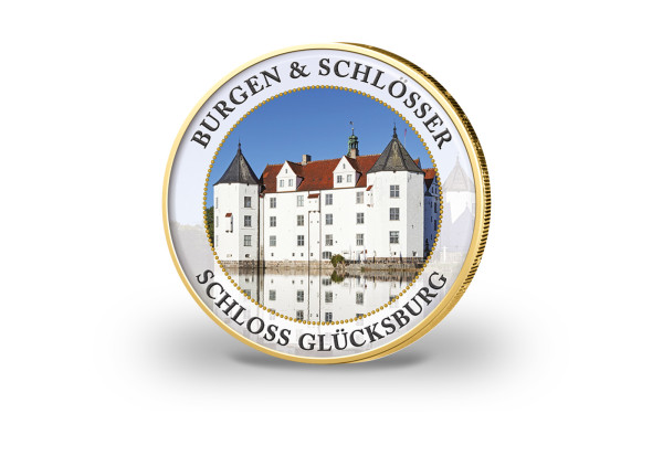 2 Euro vergoldet Burgen und Schlösser - Glücksburg mit Farbmotiv