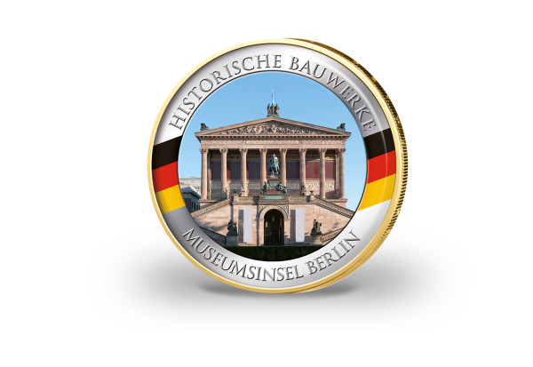 2 Euro vergoldet Museumsinsel Berlin mit Farbmotiv