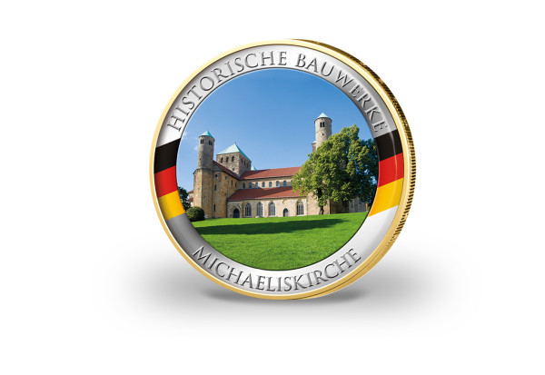 2 Euro vergoldet Michaeliskirche Hildesheim mit Farbmotiv
