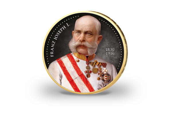 2 Euro vergoldet Kaiser Franz Joseph I. mit Farbmotiv