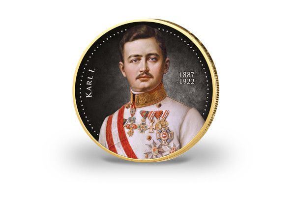 2 Euro vergoldet Kaiser Karl I. mit Farbmotiv