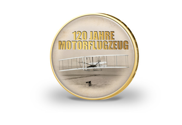 2 Euro vergoldet 120 Jahre Motorflugzeug
