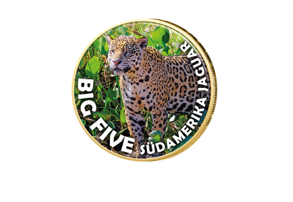 2 Euro vergoldet Big Five Südamerika Jaguar