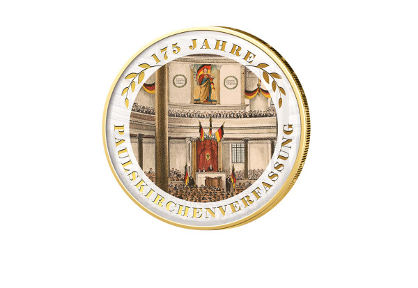 2 Euro vergoldet 175 Jahre Paulskirchenverfassung mit Farbmotiv