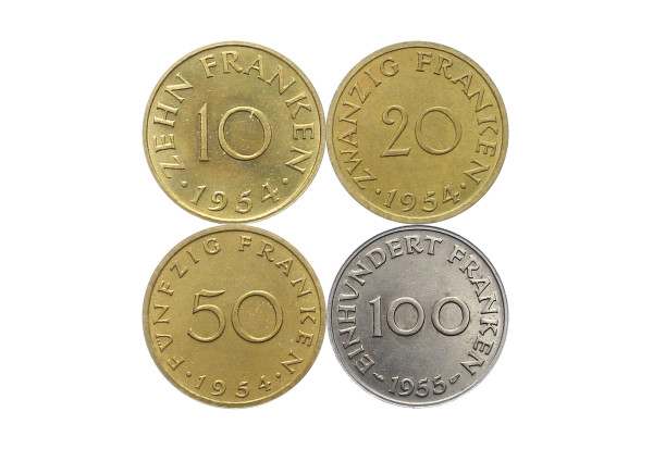 Komplettsatz 4 Kursmünzen Saarland Jaeger-Nr. 801-804