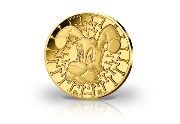 5 Euro Goldmünze 2022 Frankreich Asterix Idefix mit Etui