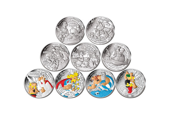 9x10 Euro Silbermünze 2022 Frankreich Asterix im Sparset