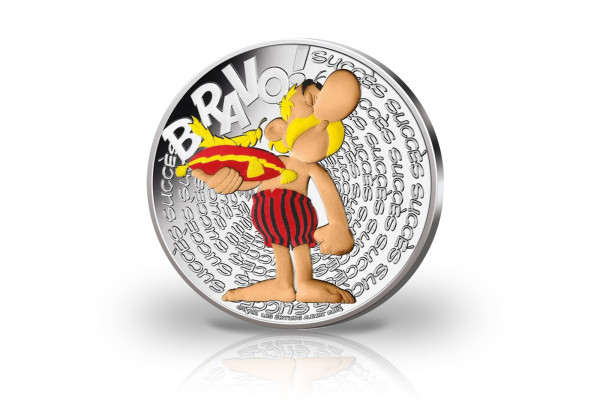 50 Euro Silbermünze 2022 Frankreich Asterix Erfolg mit Farbapplikation