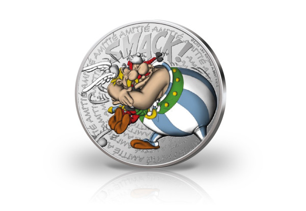 50 Euro Silbermünze 2022 Frankreich Asterix st Freundschaft mit Farbapplikation