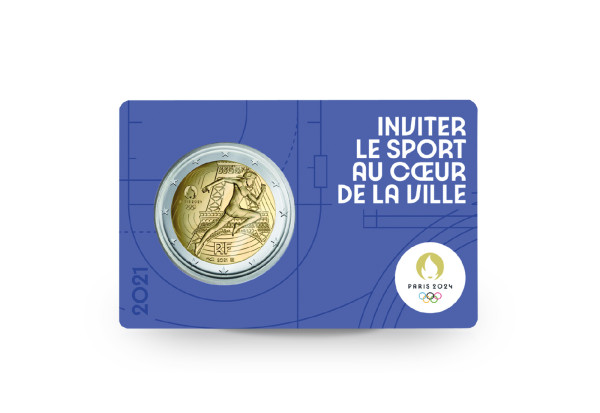 2 Euro 2021 Frankreich Olympische Spiele Paris 2024 Marianne st in violetter Coincard