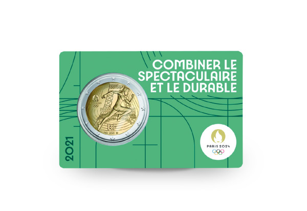 2 Euro 2021 Frankreich Olympische Spiele Paris 2024 Marianne st in grüner Coincard