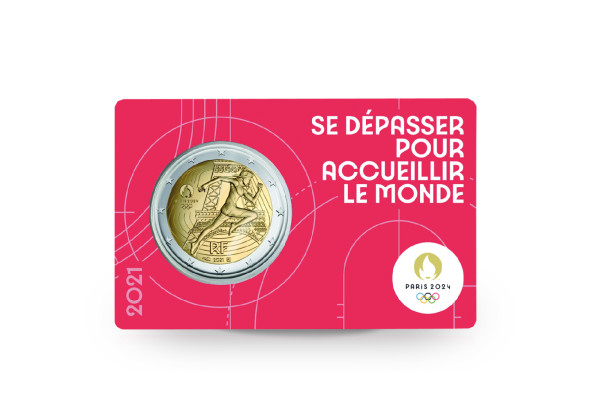 2 Euro 2021 Frankreich Olympische Spiele Paris 2024 Marianne st in roter Coincard