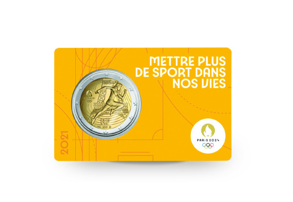 2 Euro 2021 Frankreich Olympische Spiele Paris 2024 Marianne st in gelber Coincard