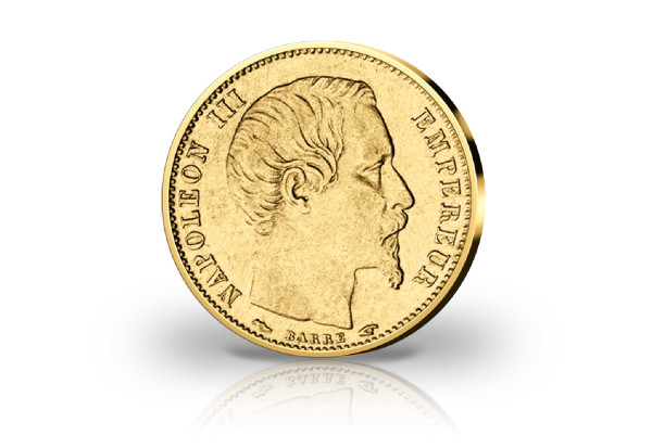 5 Francs Goldmünze 1856-1860 Frankreich Napoleon III. ohne Kranz