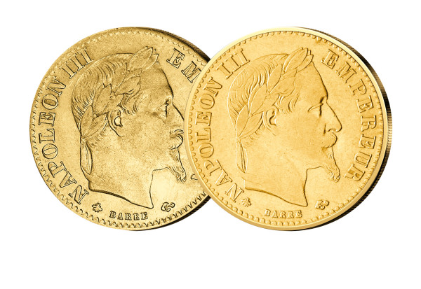 10 und 20 Francs Gold Set Frankreich 1861 - 1870 Napoleon III. mit Kranz