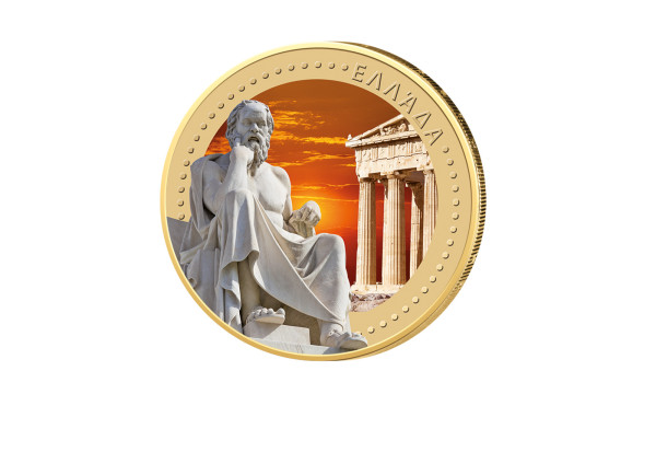 2 Euro vergoldet Griechenland Sokrates