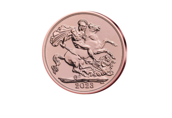 Sovereign Goldmünze 2023 Großbritannien Charles III. mit Krone