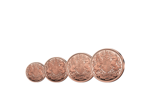 Queen Elizabeth II. Memorial Sovereign-Goldmünzen 2022 Großbritannien 4 Münzen König Charles PP