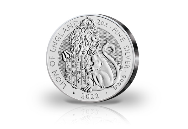 Royal Tudor Beasts Serie 2 oz Silber 2022 Großbritannien Lion of England st