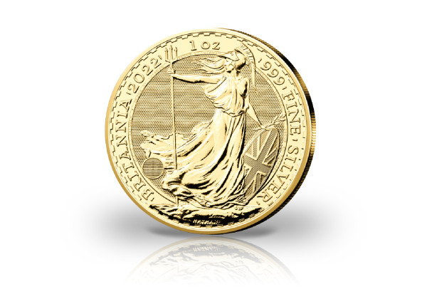 Britannia 1 oz Silber 2022 Großbritannien veredelt mit 24 Karat Goldauflage