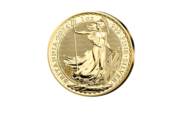 Britannia 1 oz Silber 2024 Großbritannien mit 24 Karat Goldauflage