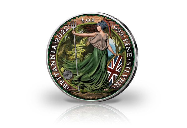 Britannia 1 oz Silber 2022 Großbritannien veredelt mit Farbapplikation