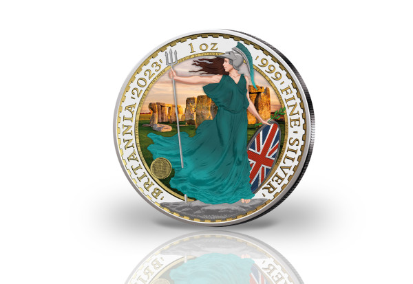 Britannia 1 oz Silber 2023 Großbritannien veredelt mit Farbapplikation
