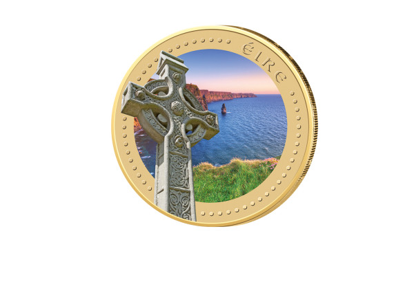2 Euro vergoldet Irland Keltisches Kreuz