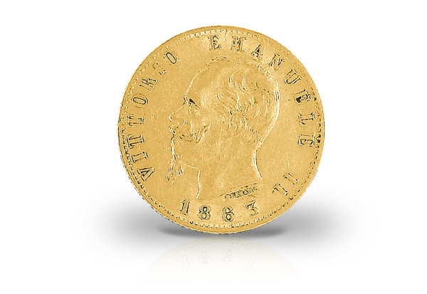20 Lire Goldmünze 1862-1878 Italien Vittorio Emanuele II.