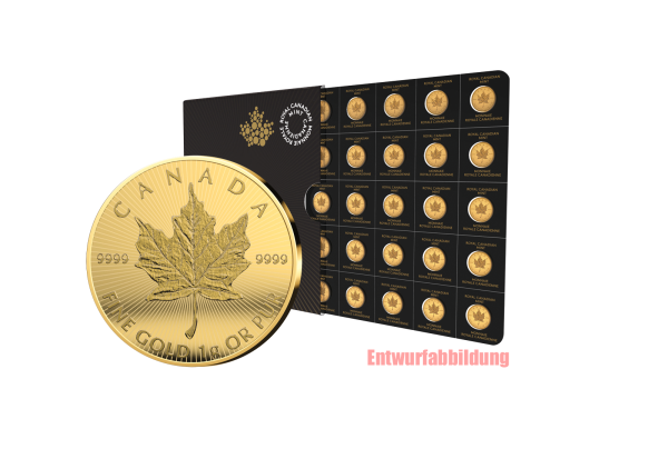 Maple Leaf Maplegramm 1 Gramm Gold 2024 Kanada als 25er Pack im Blister